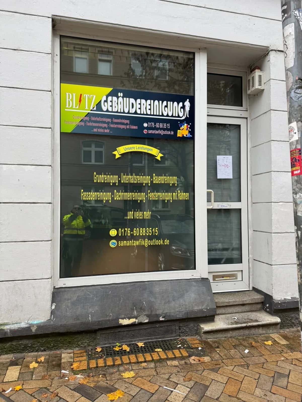 Ladenlokal der Blitz Gebäudereinigung in der Lornsenstraße in Kiel